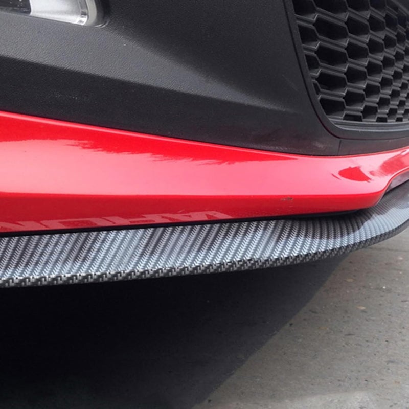 EOHMAK Car Front Bumper Protector Self-Adhesive Auto Splitter Body Spoiler Skirt Rubber Bumper Lip Trim Spoiler 2.5M/8.2ft(Carbon Fiber Silver Edge) - Image 4
